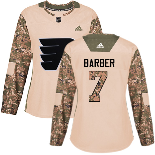 Adidas Flyers #7 Bill Barber Camo Authentic 2017 Veterans Day Women's Stitched NHL Jersey