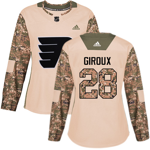 Adidas Flyers #28 Claude Giroux Camo Authentic 2017 Veterans Day Women's Stitched NHL Jersey