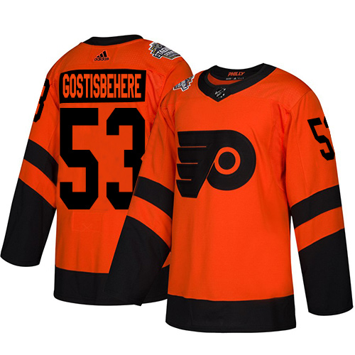 Adidas Flyers #53 Shayne Gostisbehere Orange Authentic 2019 Stadium Series Women's Stitched NHL Jersey