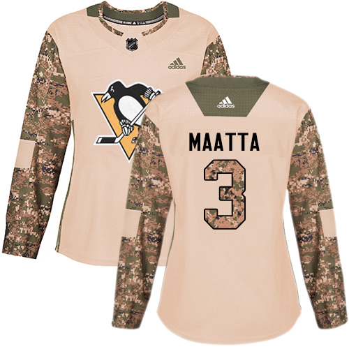 Adidas Penguins #3 Olli Maatta Camo Authentic 2017 Veterans Day Women's Stitched NHL Jersey