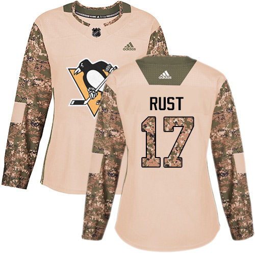 Adidas Penguins #17 Bryan Rust Camo Authentic 2017 Veterans Day Women's Stitched NHL Jersey