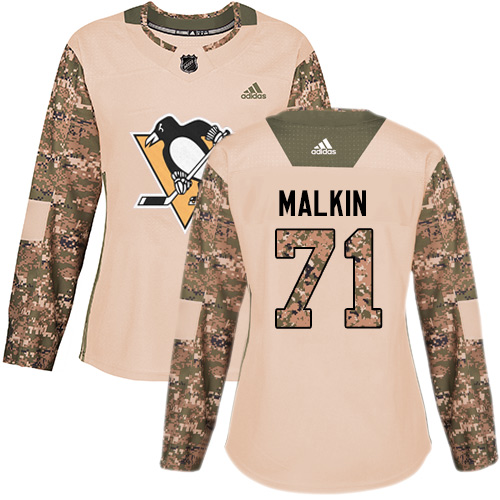 Adidas Penguins #71 Evgeni Malkin Camo Authentic 2017 Veterans Day Women's Stitched NHL Jersey