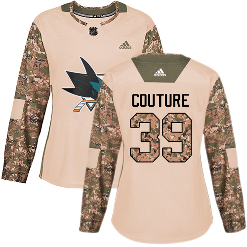 Adidas Sharks #39 Logan Couture Camo Authentic 2017 Veterans Day Women's Stitched NHL Jersey