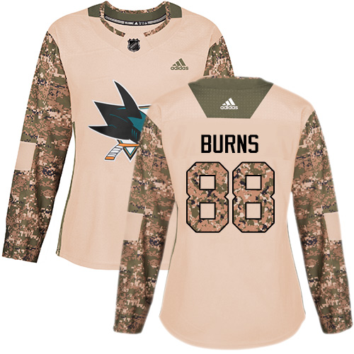 Adidas Sharks #88 Brent Burns Camo Authentic 2017 Veterans Day Women's Stitched NHL Jersey