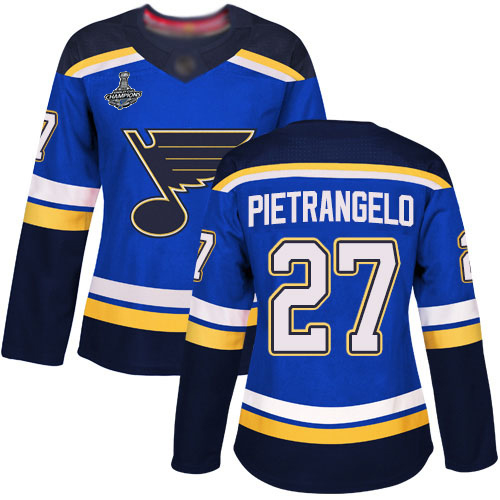 Blues #27 Alex Pietrangelo Blue Home Authentic Stanley Cup Final Bound Women's Stitched Hockey Jersey