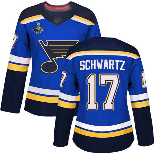 Blues #17 Jaden Schwartz Blue Home Authentic Stanley Cup Final Bound Women's Stitched Hockey Jersey - Click Image to Close