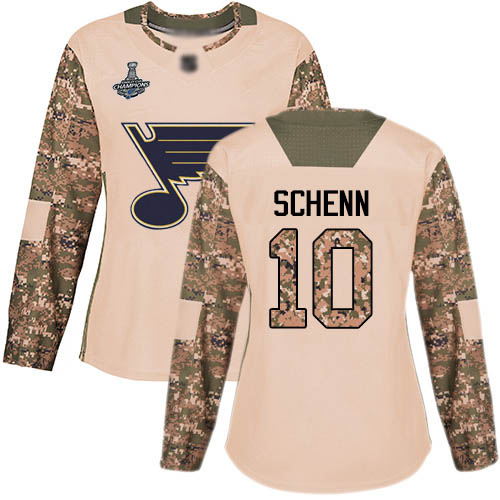 Blues #10 Brayden Schenn Camo Authentic 2017 Veterans Day Stanley Cup Final Bound Women's Stitched Hockey Jersey