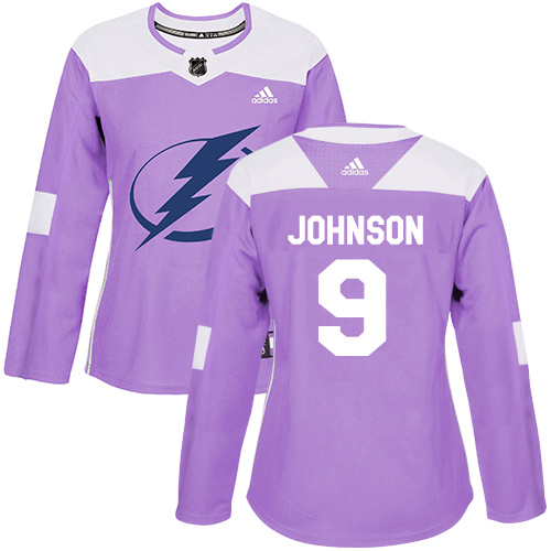 Adidas Lightning #9 Tyler Johnson Purple Authentic Fights Cancer Women's Stitched NHL Jersey