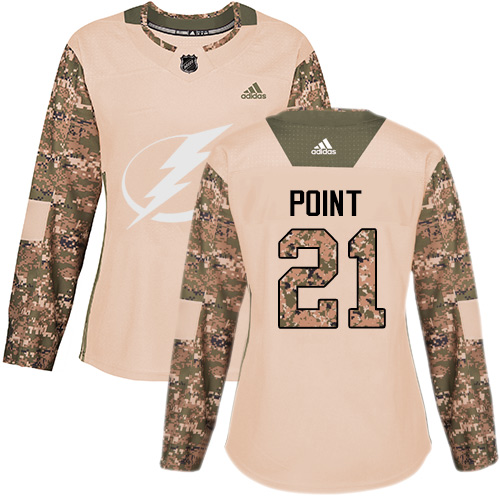 Adidas Lightning #21 Brayden Point Camo Authentic 2017 Veterans Day Women's Stitched NHL Jersey