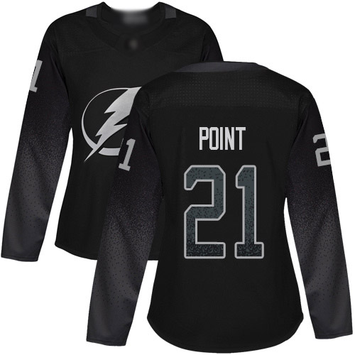 Adidas Lightning #21 Brayden Point Black Alternate Authentic Women's Stitched NHL Jersey - Click Image to Close