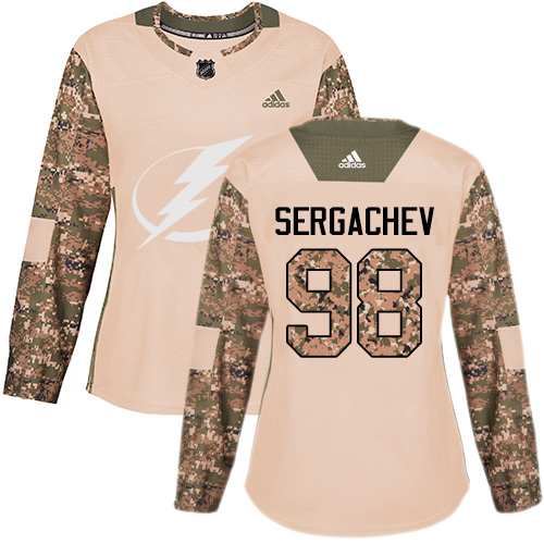 Adidas Lightning #98 Mikhail Sergachev Camo Authentic 2017 Veterans Day Women's Stitched NHL Jersey