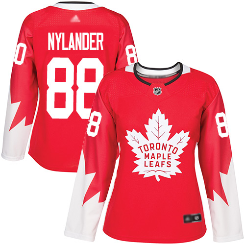 Maple Leafs #88 William Nylander Red Team Canada Authentic Women's Stitched Hockey Jersey - Click Image to Close