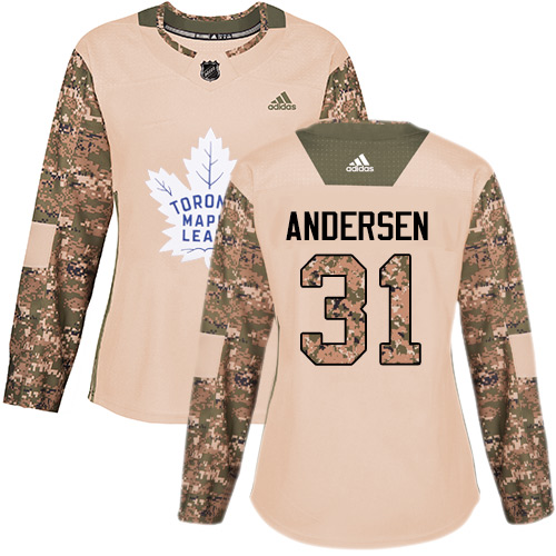 Adidas Maple Leafs #31 Frederik Andersen Camo Authentic 2017 Veterans Day Women's Stitched NHL Jersey