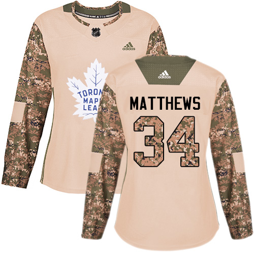 Adidas Maple Leafs #34 Auston Matthews Camo Authentic 2017 Veterans Day Women's Stitched NHL Jersey