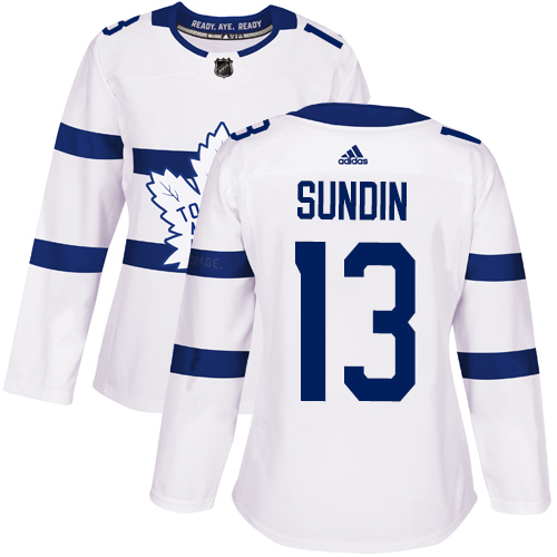 Adidas Maple Leafs #13 Mats Sundin White Authentic 2018 Stadium Series Women's Stitched NHL Jersey - Click Image to Close