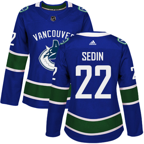 Adidas Canucks #22 Daniel Sedin Blue Home Authentic Women's Stitched NHL Jersey