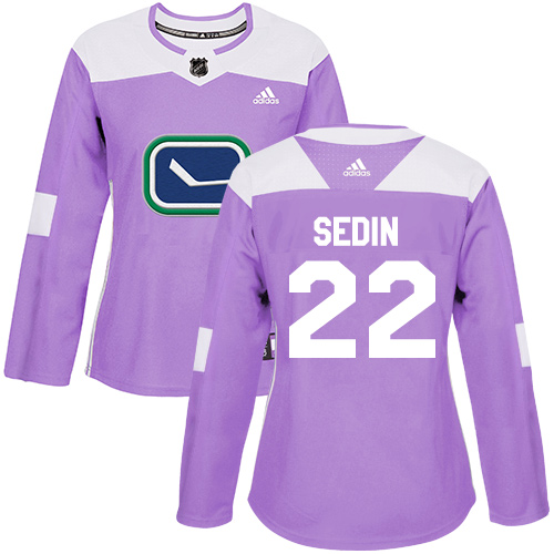 Adidas Canucks #22 Daniel Sedin Purple Authentic Fights Cancer Women's Stitched NHL Jersey