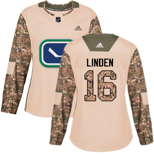 Adidas Canucks #16 Trevor Linden Camo Authentic 2017 Veterans Day Women's Stitched NHL Jersey