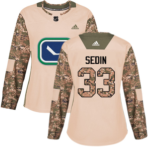 Adidas Canucks #33 Henrik Sedin Camo Authentic 2017 Veterans Day Women's Stitched NHL Jersey