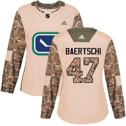 Adidas Canucks #47 Sven Baertschi Camo Authentic 2017 Veterans Day Women's Stitched NHL Jersey