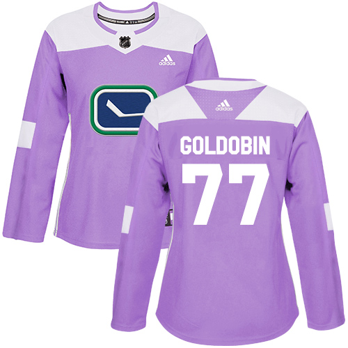 Adidas Canucks #77 Nikolay Goldobin Purple Authentic Fights Cancer Women's Stitched NHL Jersey - Click Image to Close