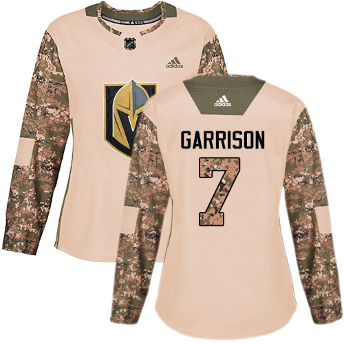 Adidas Golden Knights #7 Jason Garrison Camo Authentic 2017 Veterans Day Women's Stitched NHL Jersey