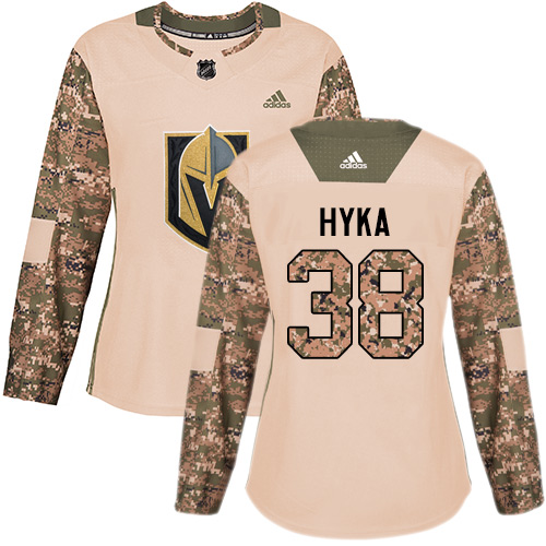 Adidas Golden Knights #38 Tomas Hyka Camo Authentic 2017 Veterans Day Women's Stitched NHL Jersey