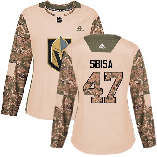 Adidas Golden Knights #47 Luca Sbisa Camo Authentic 2017 Veterans Day Women's Stitched NHL Jersey - Click Image to Close