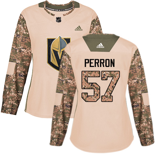 Adidas Golden Knights #57 David Perron Camo Authentic 2017 Veterans Day Women's Stitched NHL Jersey