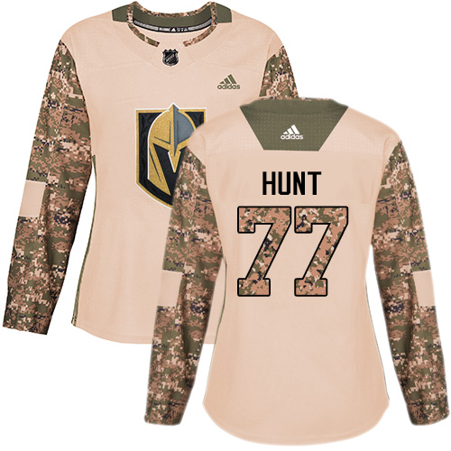 Adidas Golden Knights #77 Brad Hunt Camo Authentic 2017 Veterans Day Women's Stitched NHL Jersey