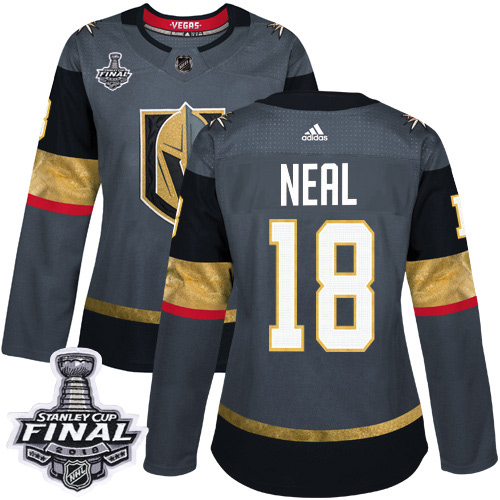 Adidas Golden Knights #18 James Neal Grey Home Authentic 2018 Stanley Cup Final Women's Stitched NHL Jersey - Click Image to Close