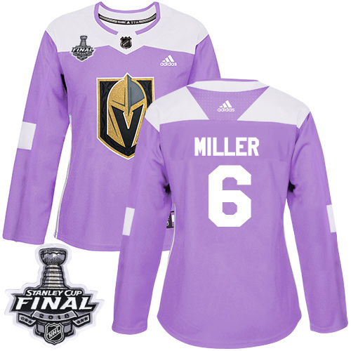 Adidas Golden Knights #6 Colin Miller Purple Authentic Fights Cancer 2018 Stanley Cup Final Women's Stitched NHL Jersey - Click Image to Close