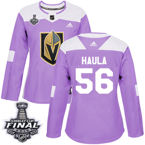 Adidas Golden Knights #56 Erik Haula Purple Authentic Fights Cancer 2018 Stanley Cup Final Women's Stitched NHL Jersey - Click Image to Close