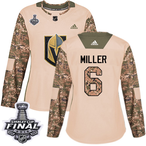 Adidas Golden Knights #6 Colin Miller Camo Authentic 2017 Veterans Day 2018 Stanley Cup Final Women's Stitched NHL Jersey - Click Image to Close