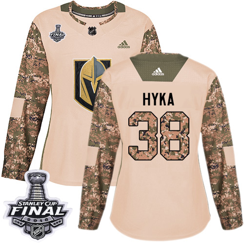 Adidas Golden Knights #38 Tomas Hyka Camo Authentic 2017 Veterans Day 2018 Stanley Cup Final Women's Stitched NHL Jersey