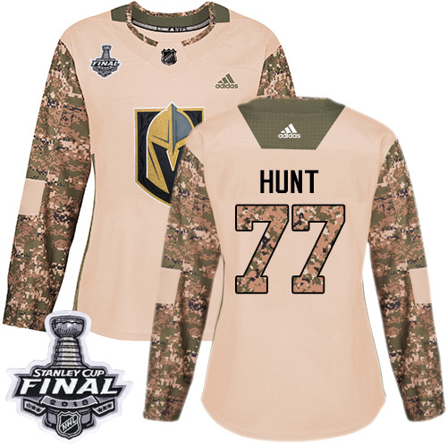 Adidas Golden Knights #77 Brad Hunt Camo Authentic 2017 Veterans Day 2018 Stanley Cup Final Women's Stitched NHL Jersey