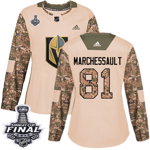 Adidas Golden Knights #81 Jonathan Marchessault Camo Authentic 2017 Veterans Day 2018 Stanley Cup Final Women's Stitched NHL Jersey