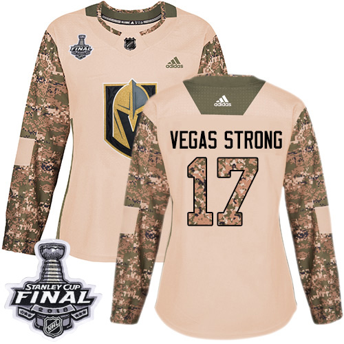 Adidas Golden Knights #17 Vegas Strong Camo Authentic 2017 Veterans Day 2018 Stanley Cup Final Women's Stitched NHL Jersey