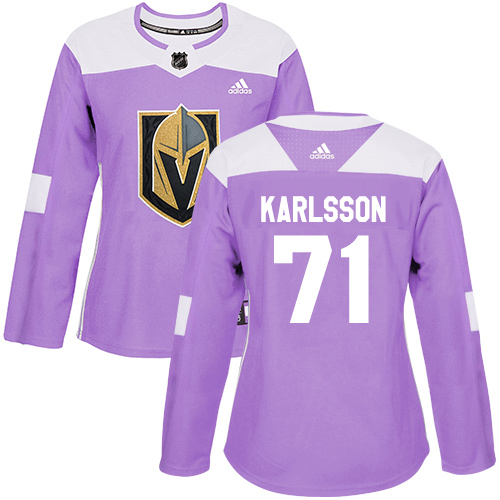 Adidas Golden Knights #71 William Karlsson Purple Authentic Fights Cancer Women's Stitched NHL Jersey