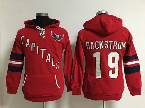 Washington Capitals #19 Nicklas Backstrom Red Women's Old Time Heidi NHL Hoodie