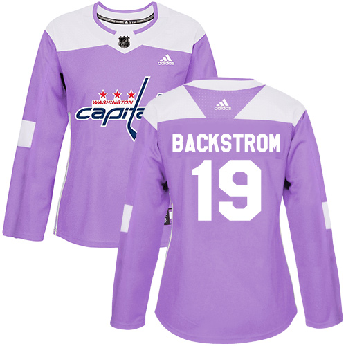 Adidas Capitals #19 Nicklas Backstrom Purple Authentic Fights Cancer Women's Stitched NHL Jersey