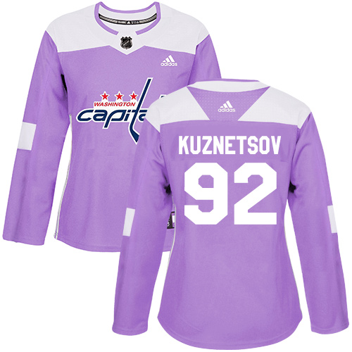 Adidas Capitals #92 Evgeny Kuznetsov Purple Authentic Fights Cancer Women's Stitched NHL Jersey - Click Image to Close