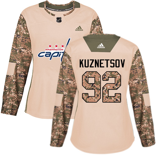 Adidas Capitals #92 Evgeny Kuznetsov Camo Authentic 2017 Veterans Day Women's Stitched NHL Jersey