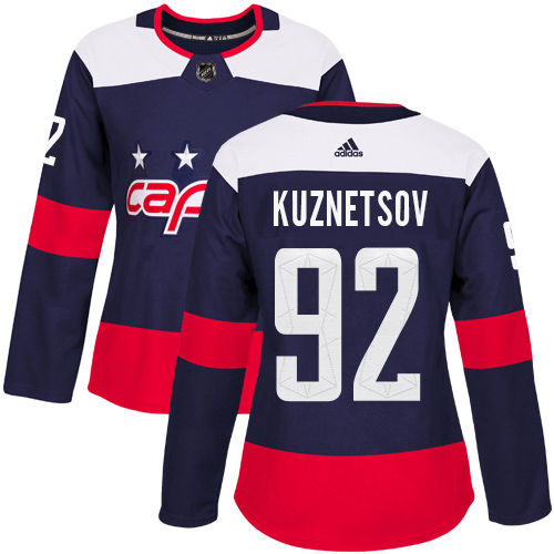 Adidas Capitals #92 Evgeny Kuznetsov Navy Authentic 2018 Stadium Series Women's Stitched NHL Jersey - Click Image to Close