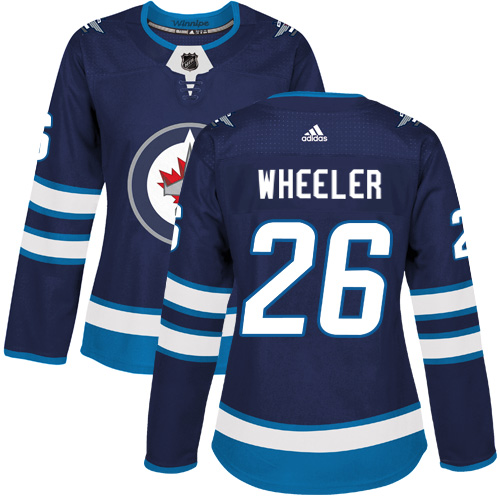 Adidas Jets #26 Blake Wheeler Navy Blue Home Authentic Women's Stitched NHL Jersey - Click Image to Close