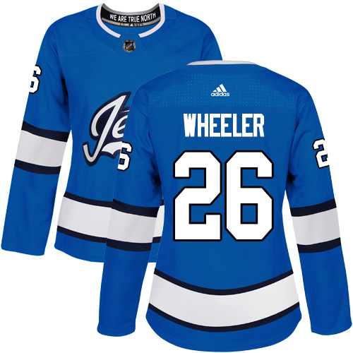 Adidas Jets #26 Blake Wheeler Blue Alternate Authentic Women's Stitched NHL Jersey - Click Image to Close