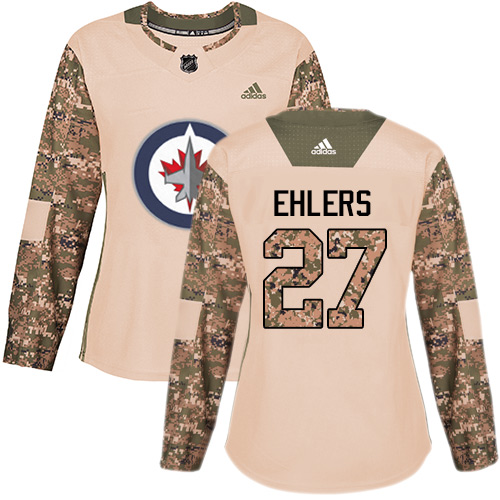 Adidas Jets #27 Nikolaj Ehlers Camo Authentic 2017 Veterans Day Women's Stitched NHL Jersey