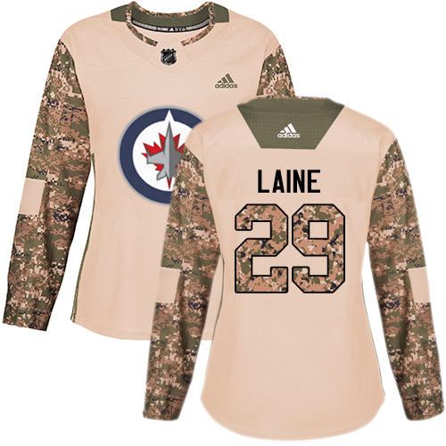 Adidas Jets #29 Patrik Laine Camo Authentic 2017 Veterans Day Women's Stitched NHL Jersey