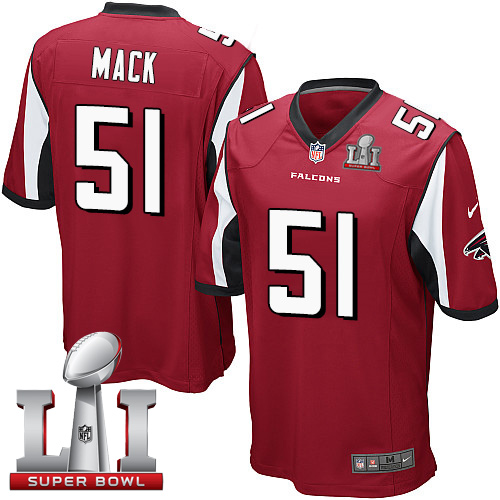 Nike Falcons #51 Alex Mack Red Team Color Super Bowl LI 51 Youth Stitched NFL Elite Jersey - Click Image to Close