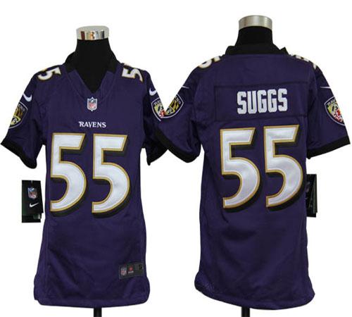 Nike Ravens #55 Terrell Suggs Purple Team Color Youth Stitched NFL Elite Jersey - Click Image to Close